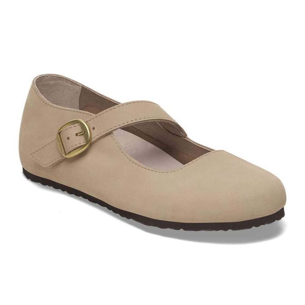 Birkenstock Women's Tracy Nubuck Leather Mary Jane Flats Sand Size 38